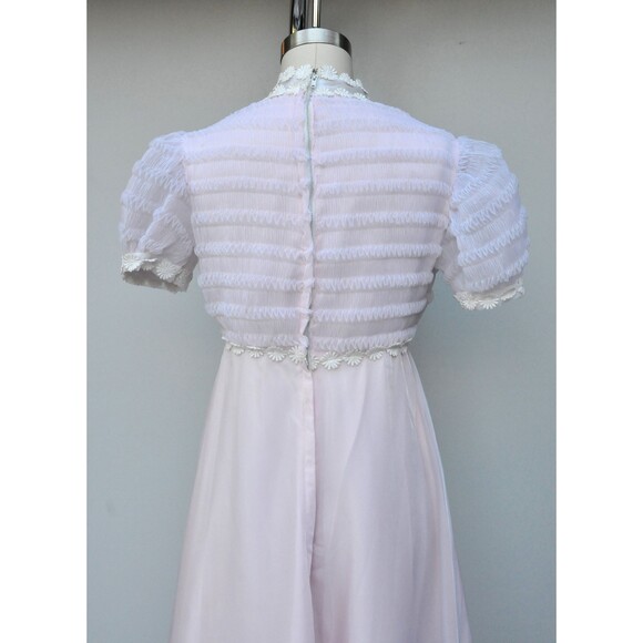 Vintage 60s Maxi Pink White Floral Dress - Gunne Sax Style Bohemian Wedding XS - Picture 10 of 10